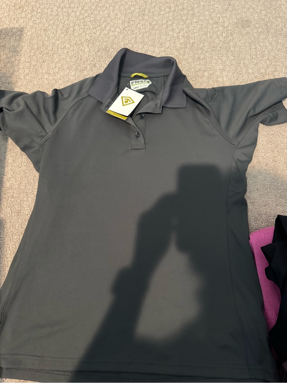 Women's Performance Button-Down Polo in Dark Gray